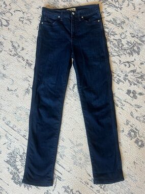 Madewell Stovepipe High Rise Straight Leg Jeans Dark Indigo Blue Size 27T 4